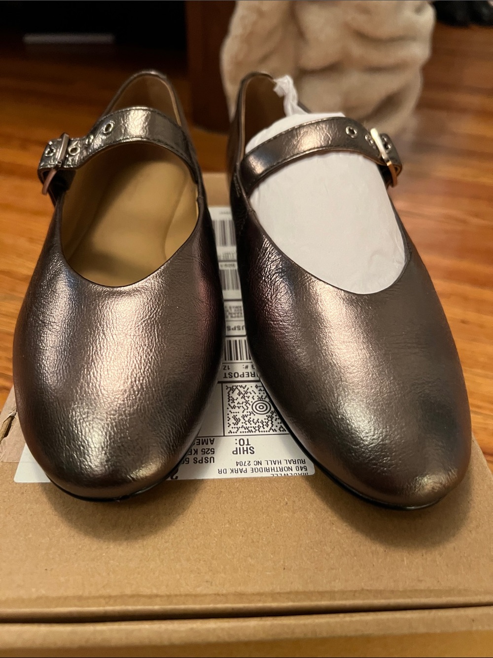 Madewell Metallic Bronze Mary Jane Flats with Buckle Strap - Picture 3 of 5